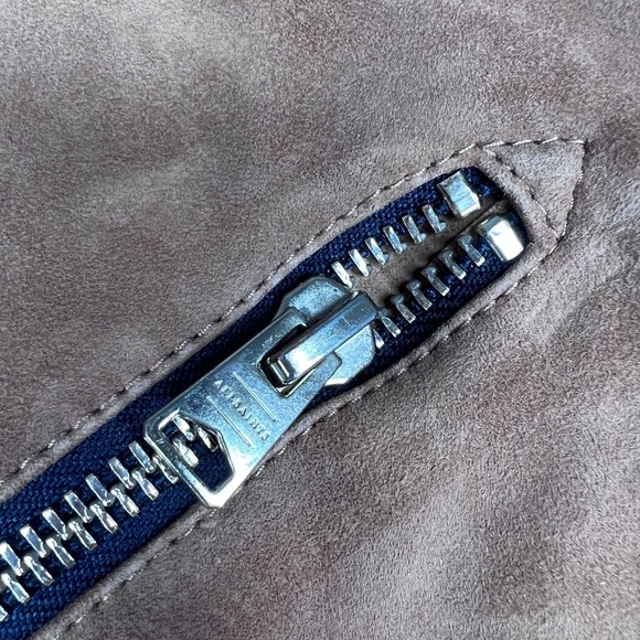 All Saints Piper Goat Suede Tan Zipper Mini Skirt 6 - Picture 5 of 9